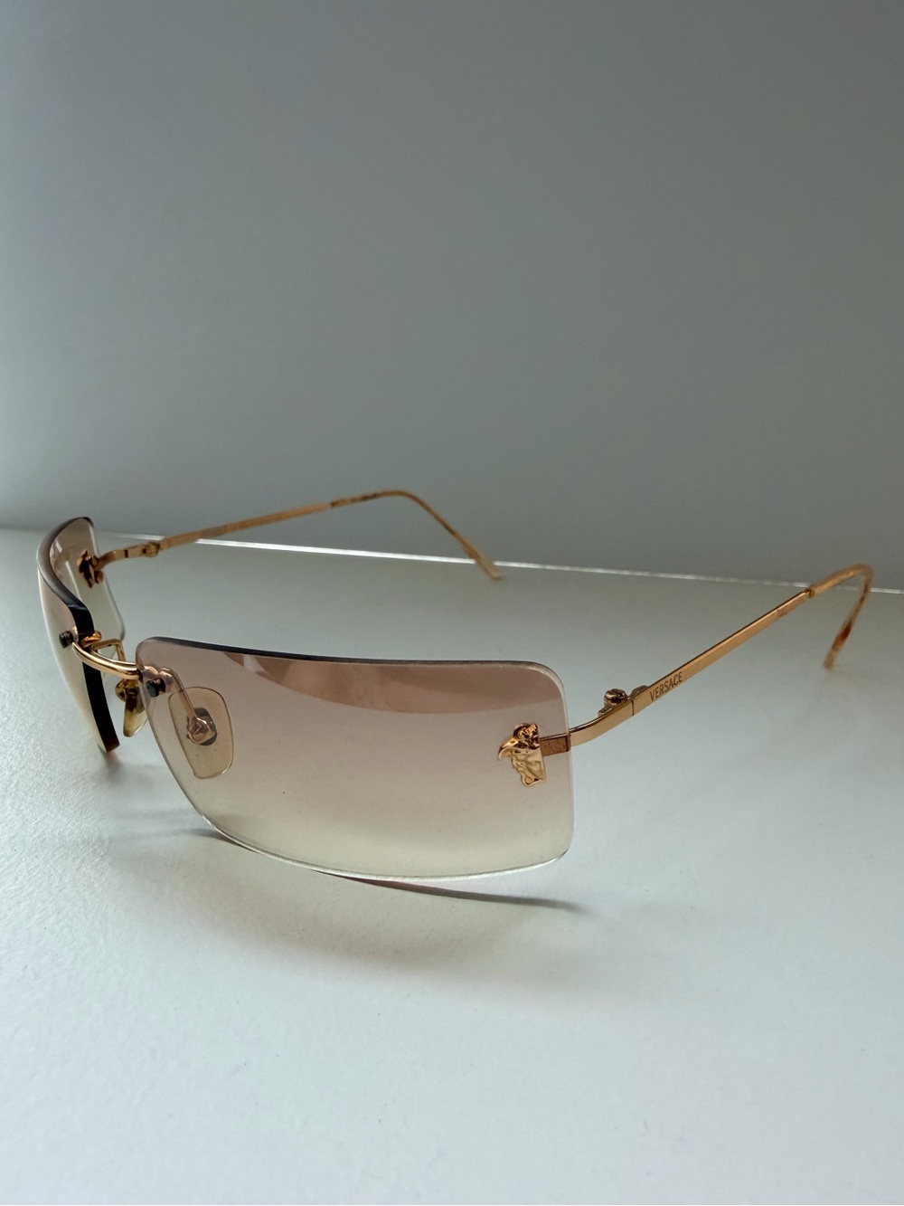 Vintage Versace Gold Medusa Rimless  Sunglasses MOD. N26 Unisex